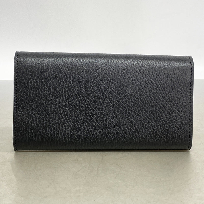 【6he5643】グッチ 長財布 インターロッキングG 598166 レザー ブラック シャンパンゴールド金具【中古】レディース