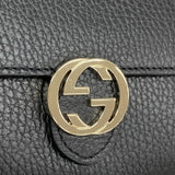 【6he5643】グッチ 長財布 インターロッキングG 598166 レザー ブラック シャンパンゴールド金具【中古】レディース