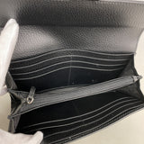 【6he5643】グッチ 長財布 インターロッキングG 598166 レザー ブラック シャンパンゴールド金具【中古】レディース