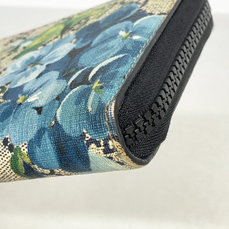 【6he5644】グッチ 長財布 GGブルームス 546355 PVC ブルー シルバー金具【中古】レディース