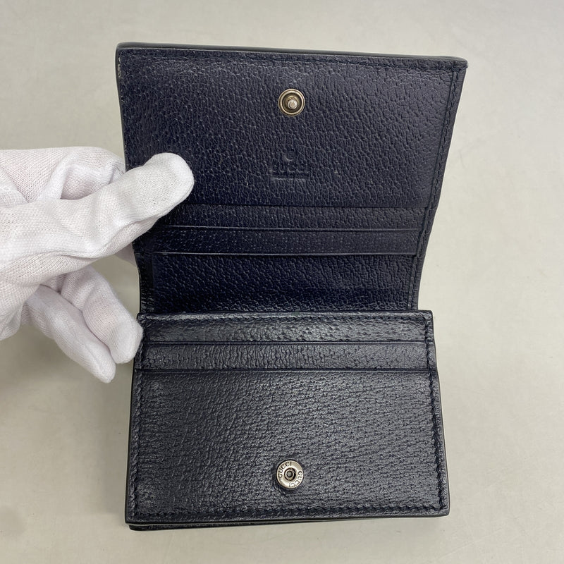 【6he5645】グッチ 財布 オフィディア 523155 PVC ネイビー シルバー金具【中古】レディース