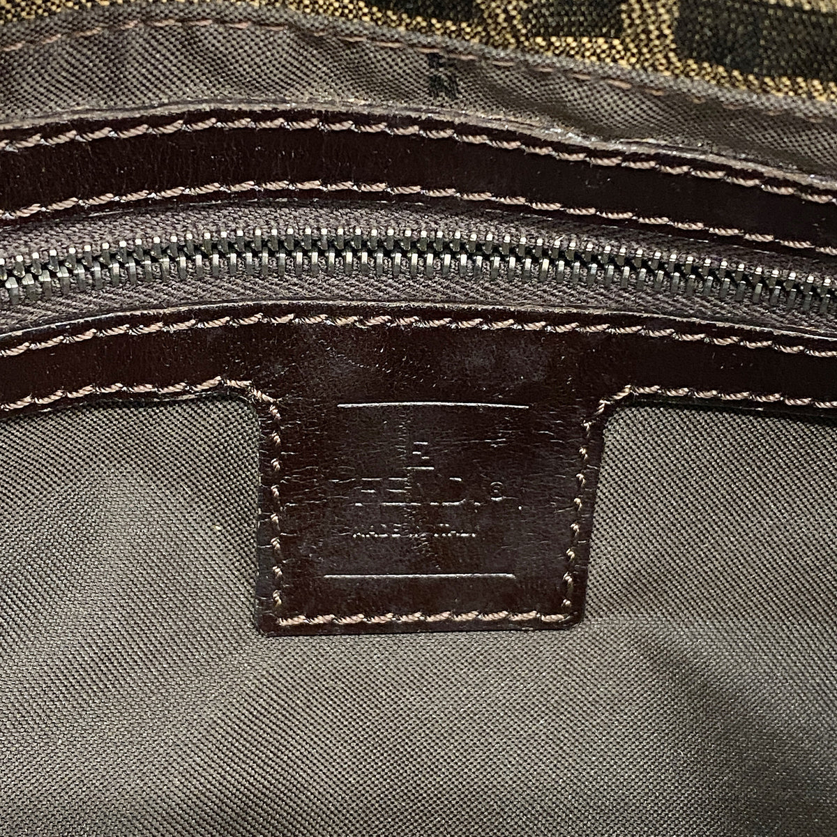 【6he5646】フェンディ ハンドバッグ ズッカ マンマバケット ナイロンキャンバス ブラウン シルバー金具【中古】レディース