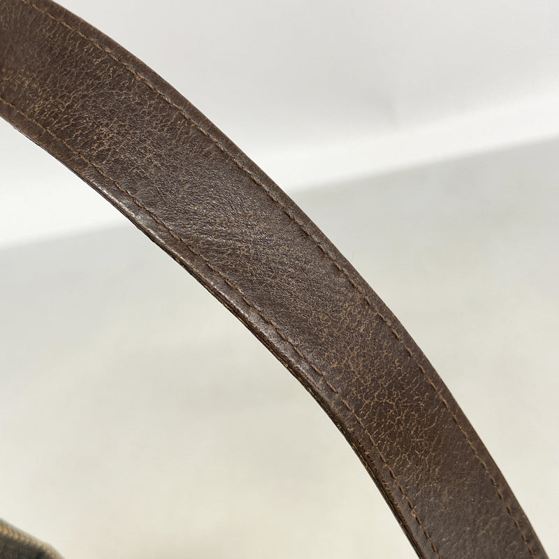 【6he5646】フェンディ ハンドバッグ ズッカ マンマバケット ナイロンキャンバス ブラウン シルバー金具【中古】レディース