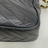 【6he5647】シャネル ショルダーバッグ フリンジ付きチェーンショルダー ラムスキン ブラック ゴールド金具【中古】レディース