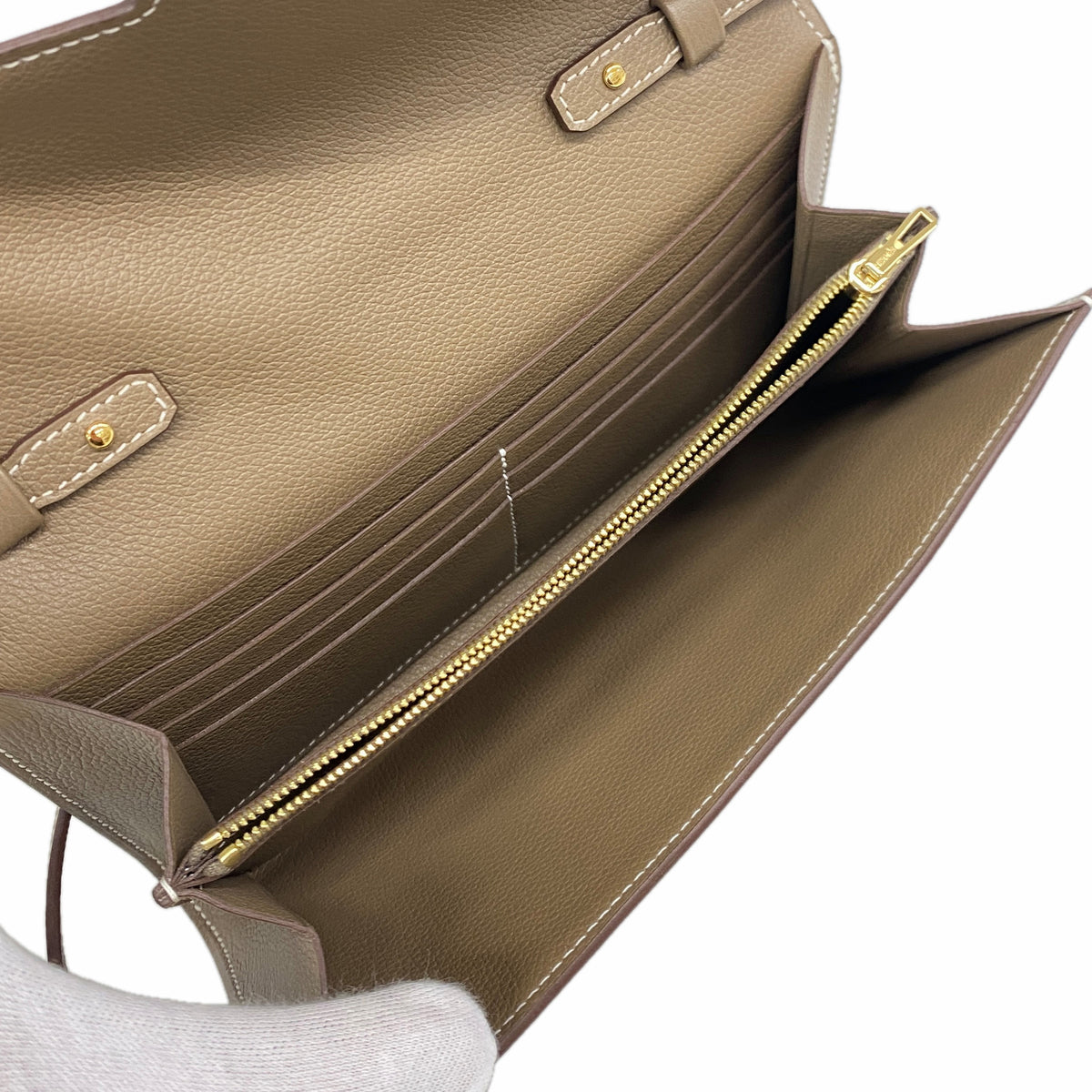 【6he5656】エルメス ショルダーウォレット コンスタンストゥーゴー エバーカラー エトゥープ ゴールド金具 B刻印【中古】レディース