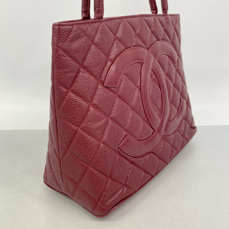 【6he5657】シャネル トートバッグ 復刻トート キャビアスキン ボルドー シャンパンゴールド金具【中古】レディース