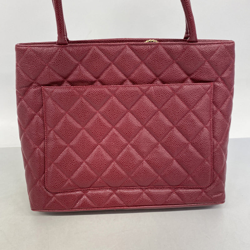 【6he5657】シャネル トートバッグ 復刻トート キャビアスキン ボルドー シャンパンゴールド金具【中古】レディース