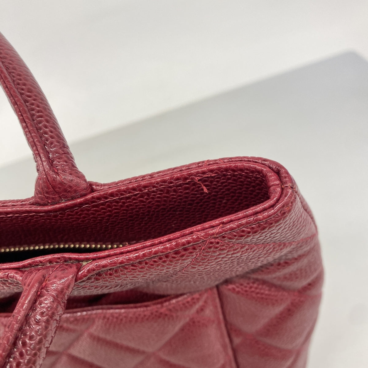【6he5657】シャネル トートバッグ 復刻トート キャビアスキン ボルドー シャンパンゴールド金具【中古】レディース