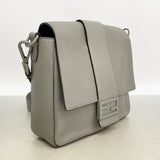 【6he5666】フェンディ ショルダーバッグ バゲット レザー グレー シルバー金具【中古】メンズ