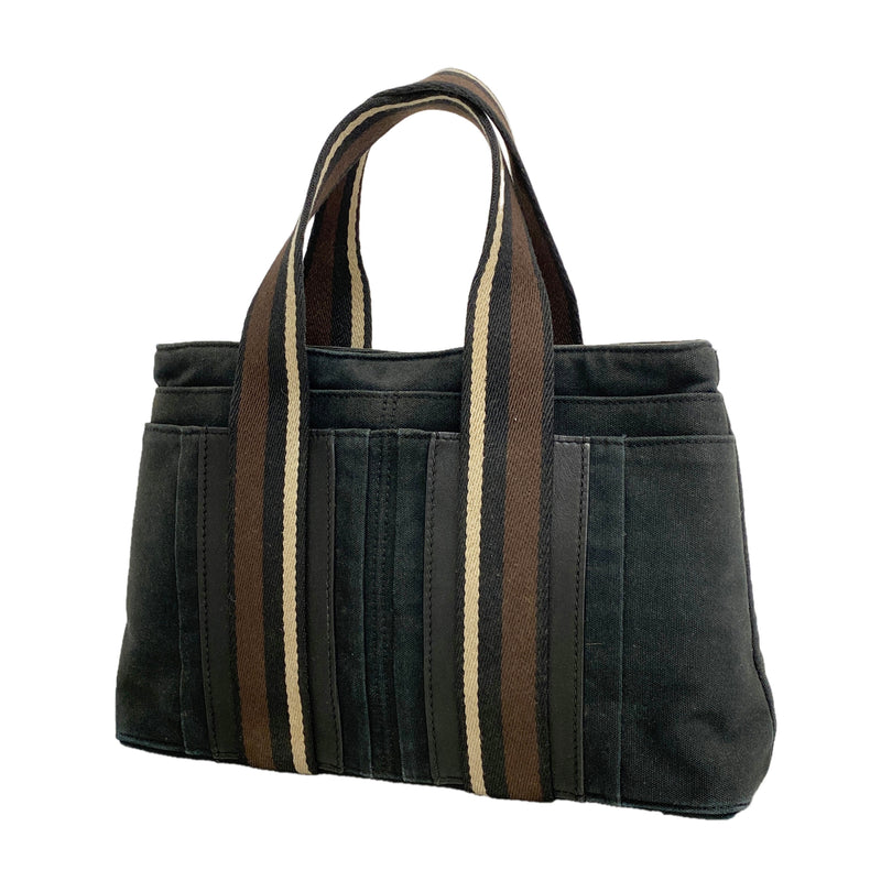 【6he5677】エルメス トートバッグ トロカホリゾンタルPM キャンバス ブラック シルバー金具【中古】レディース