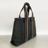 【6he5677】エルメス トートバッグ トロカホリゾンタルPM キャンバス ブラック シルバー金具【中古】レディース