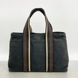 【6he5677】エルメス トートバッグ トロカホリゾンタルPM キャンバス ブラック シルバー金具【中古】レディース