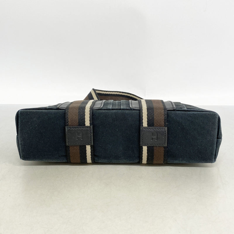 【6he5677】エルメス トートバッグ トロカホリゾンタルPM キャンバス ブラック シルバー金具【中古】レディース