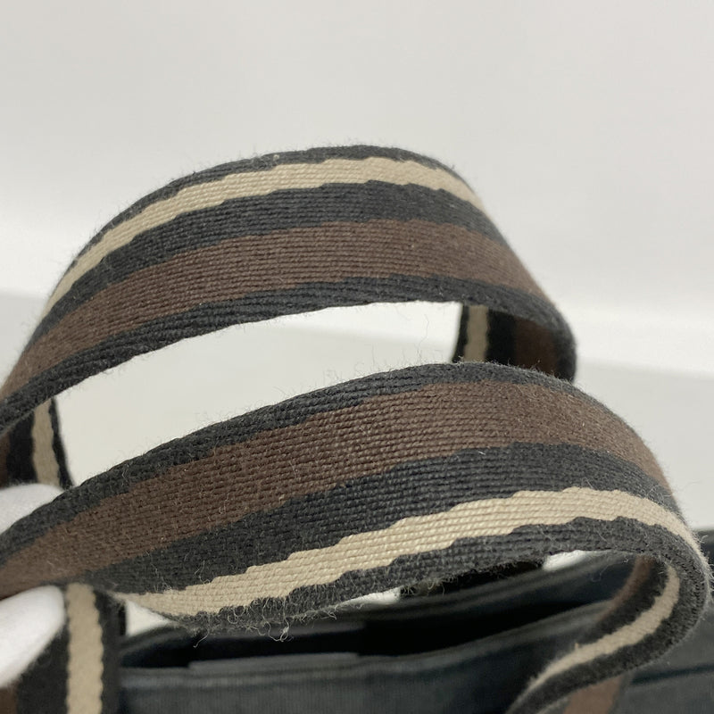 【6he5677】エルメス トートバッグ トロカホリゾンタルPM キャンバス ブラック シルバー金具【中古】レディース