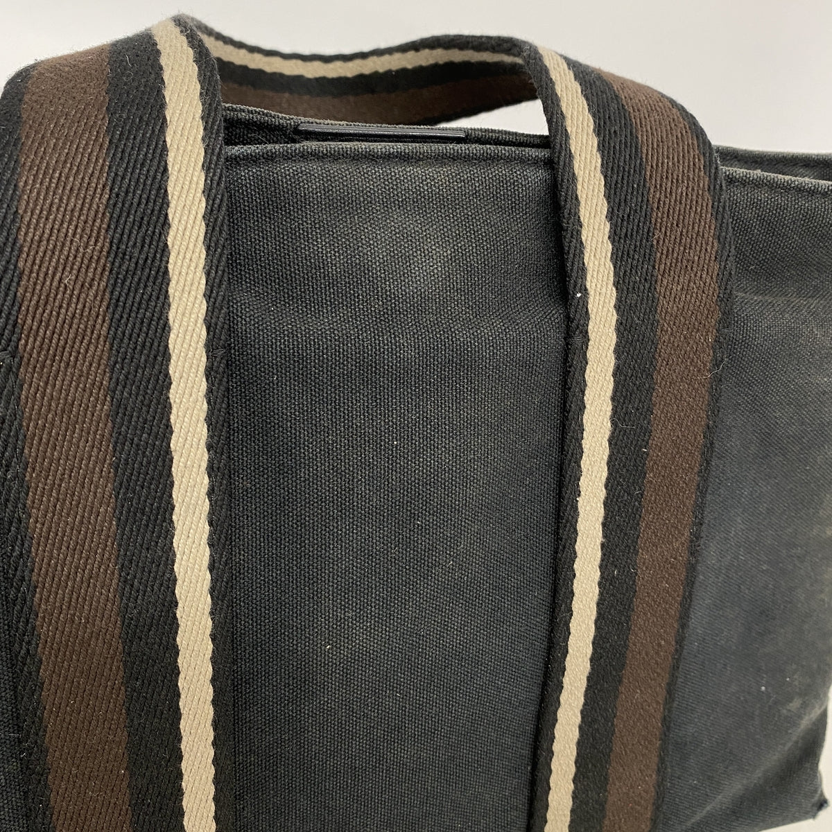 【6he5677】エルメス トートバッグ トロカホリゾンタルPM キャンバス ブラック シルバー金具【中古】レディース