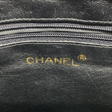 【6he5686】シャネル ショルダーバッグ フリンジ付きチェーンショルダー ラムスキン ブラック ゴールド金具【中古】レディース