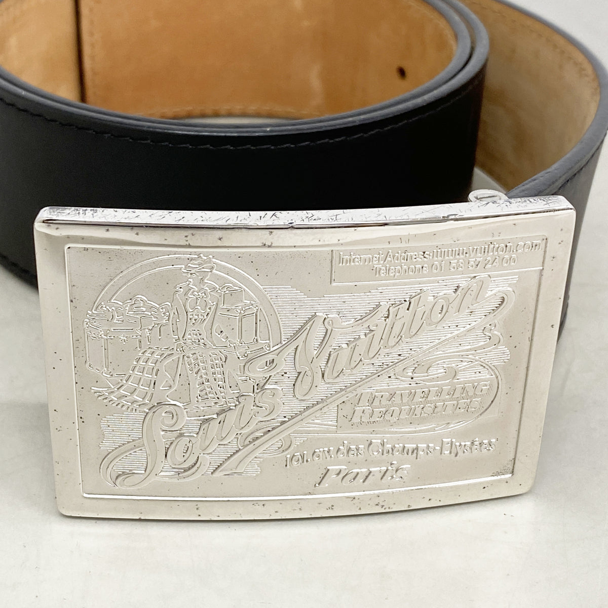 【6he5705】ルイヴィトン ベルト サンチュ―ルジーンズ M6812 ブラック【中古】メンズ