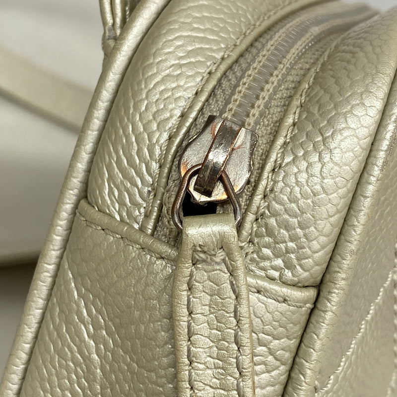 【6he5707】シャネル ショルダーバッグ マトラッセ キャビアスキン メタリックグレー シルバー金具【中古】レディース