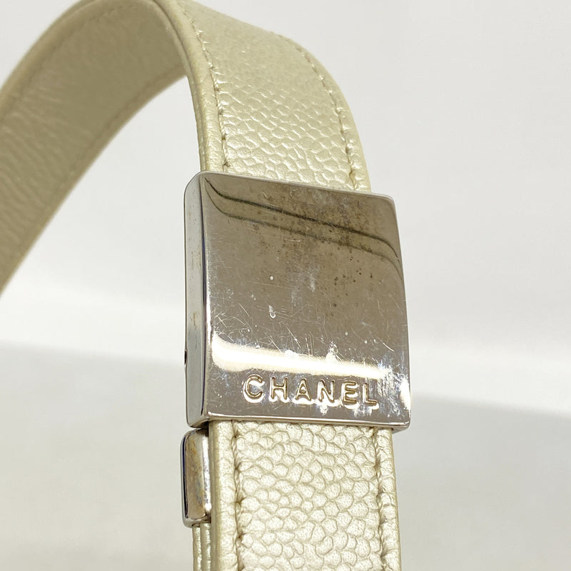 【6he5707】シャネル ショルダーバッグ マトラッセ キャビアスキン メタリックグレー シルバー金具【中古】レディース