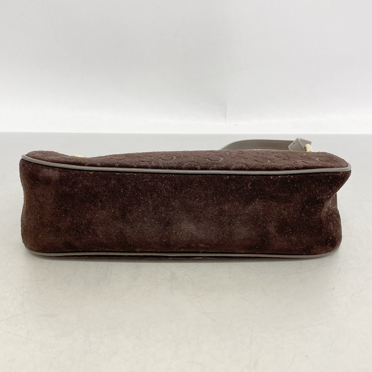 【6he5711】セリーヌ ハンドバッグ Cマカダム スウェード ブラウン ゴールド金具【中古】レディース