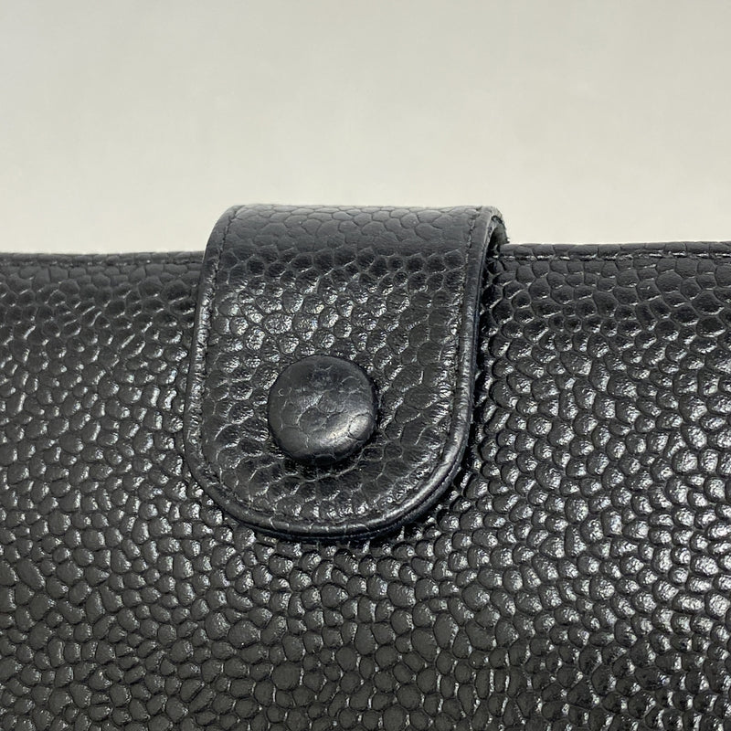 【6he5725】シャネル 長財布 キャビアスキン ブラック ゴールド金具【中古】レディース