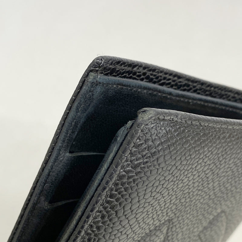 【6he5725】シャネル 長財布 キャビアスキン ブラック ゴールド金具【中古】レディース