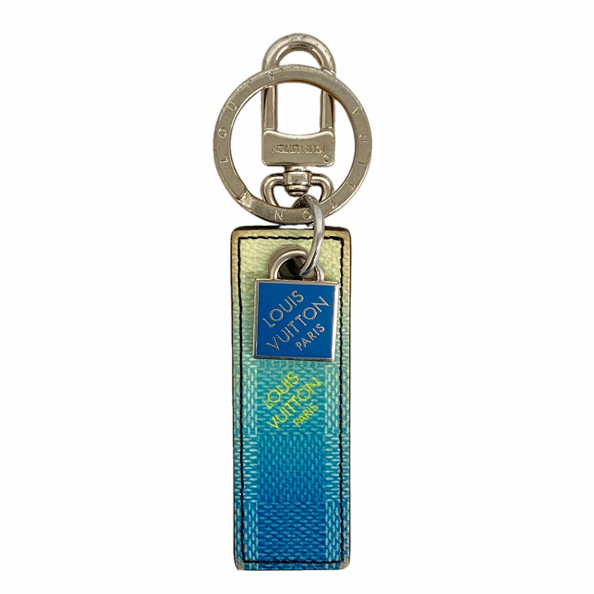 【6he5733】ルイヴィトン キーホルダー・チャーム ポルトクレダミエストライプス M00735 ブルーヴェール【中古】メンズ