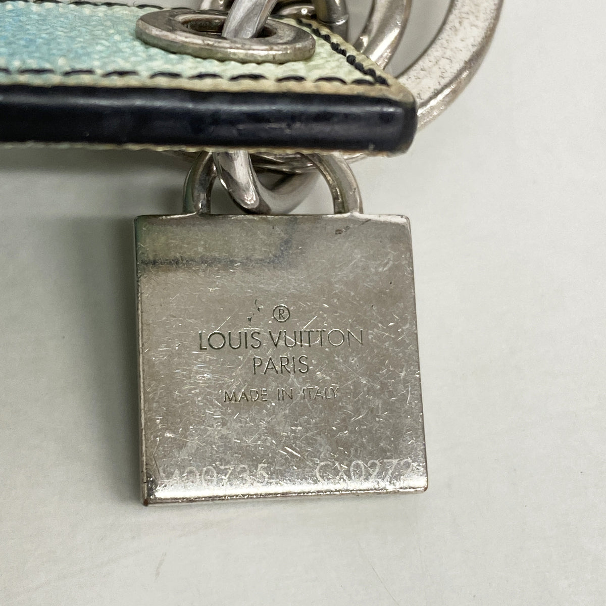 【6he5733】ルイヴィトン キーホルダー・チャーム ポルトクレダミエストライプス M00735 ブルーヴェール【中古】メンズ