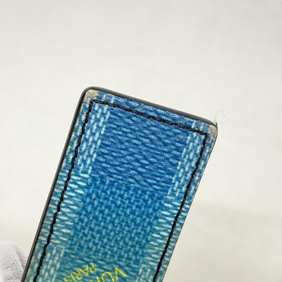 【6he5733】ルイヴィトン キーホルダー・チャーム ポルトクレダミエストライプス M00735 ブルーヴェール【中古】メンズ