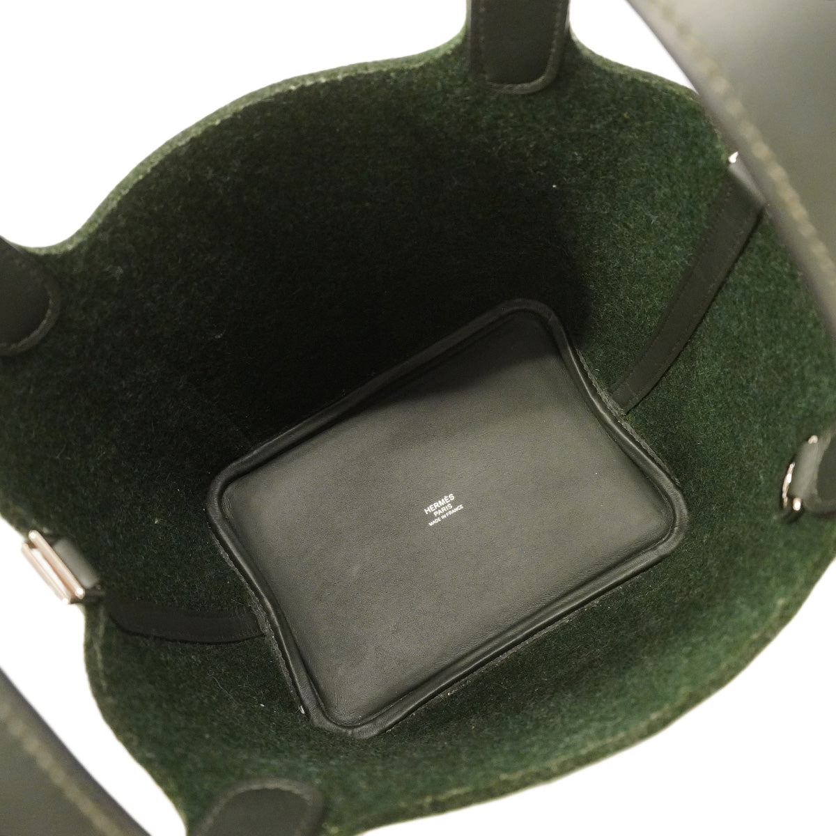 【6he5734】エルメス ハンドバッグ ピコタンロックPMゴーチーム フェルト スイフト ヴェールフォンセ シルバー金具 W刻印【中古】レディース
