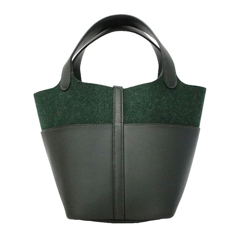 【6he5734】エルメス ハンドバッグ ピコタンロックPMゴーチーム フェルト スイフト ヴェールフォンセ シルバー金具 W刻印【中古】レディース
