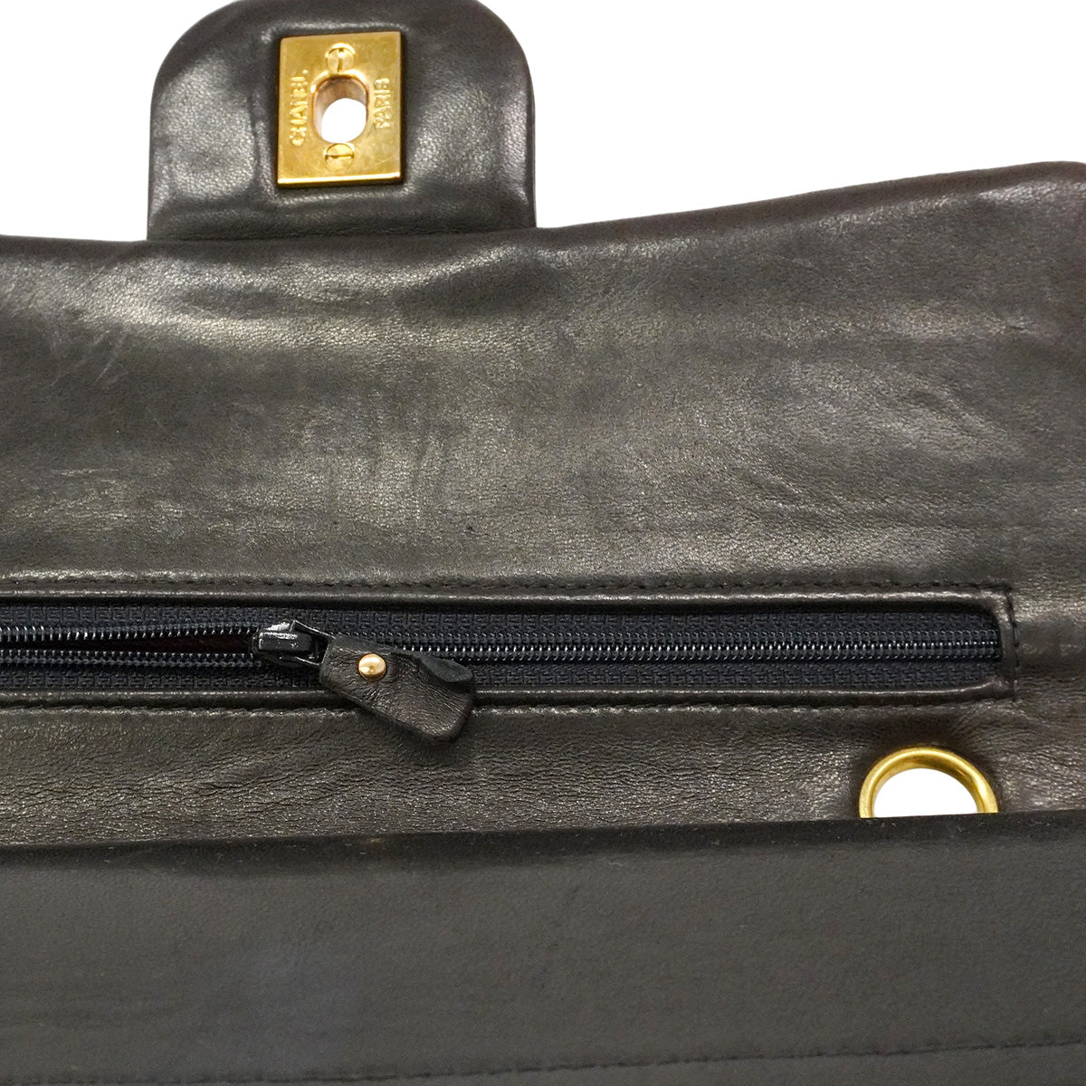 【6he5737】シャネル ショルダーバッグ マトラッセ Wフラップ Wチェーン ラムスキン ブラック ゴールド金具【中古】レディース