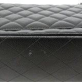 【6he5738】シャネル ショルダーバッグ デカマトラッセ Wフラップ Wチェーン キャビアスキン ブラック シルバー金具【中古】レディース