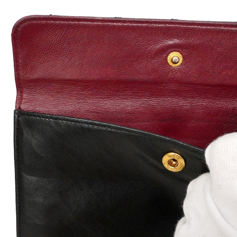 【6he5739】シャネル ショルダーバッグ マトラッセ Wチェーン ラムスキン ブラック ゴールド金具【中古】レディース