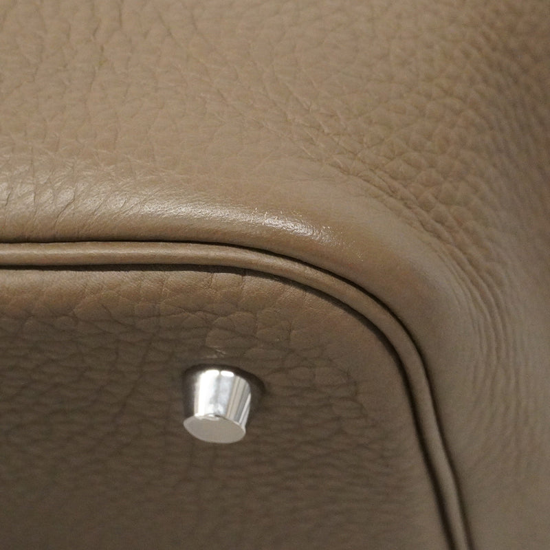 【6he5740】エルメス ハンドバッグ ピコタンロックMM トリヨンクレマンス エトゥープ シルバー金具 W刻印【中古】レディース