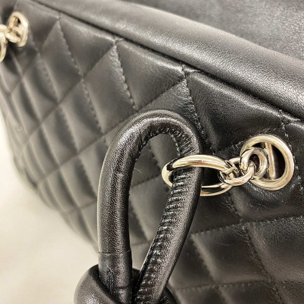 【6he5744-k】シャネル トートバッグ カンボン ラムスキン ブラック ゴールド金具【中古】レディース
