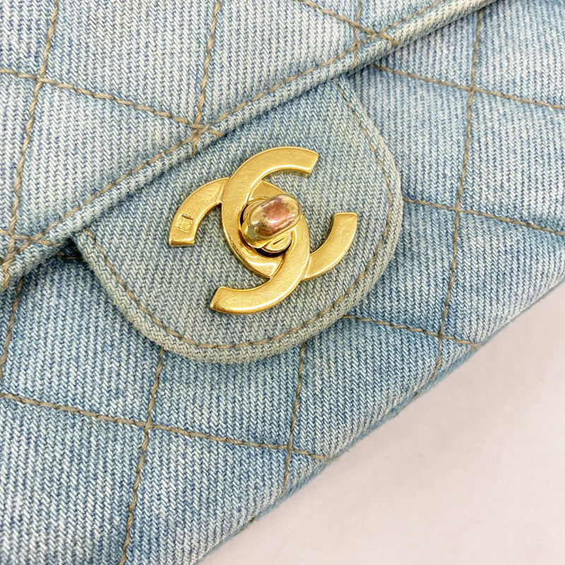 【6he5746-k】シャネル リュック・デイパック マトラッセ デニム ブルー ゴールド金具【中古】レディース