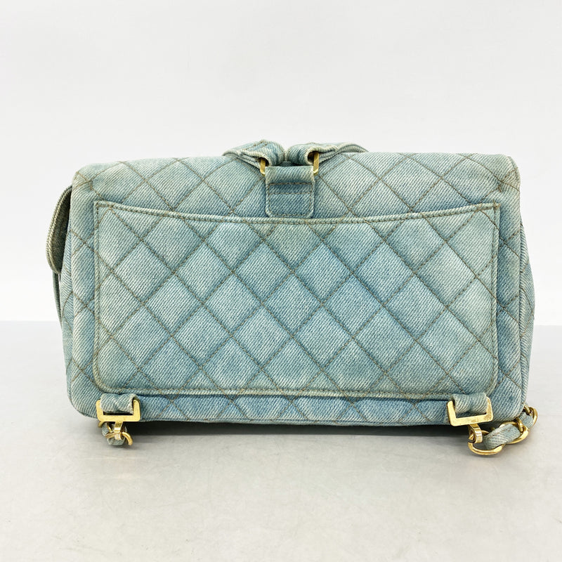 【6he5746-k】シャネル リュック・デイパック マトラッセ デニム ブルー ゴールド金具【中古】レディース
