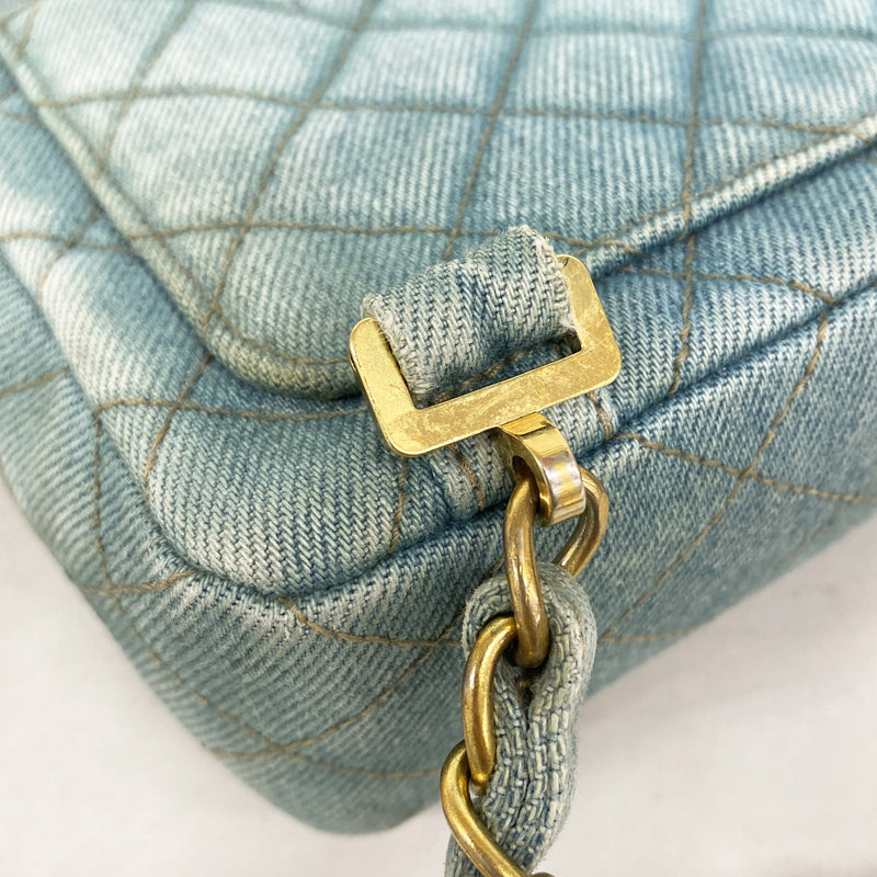 【6he5746-k】シャネル リュック・デイパック マトラッセ デニム ブルー ゴールド金具【中古】レディース
