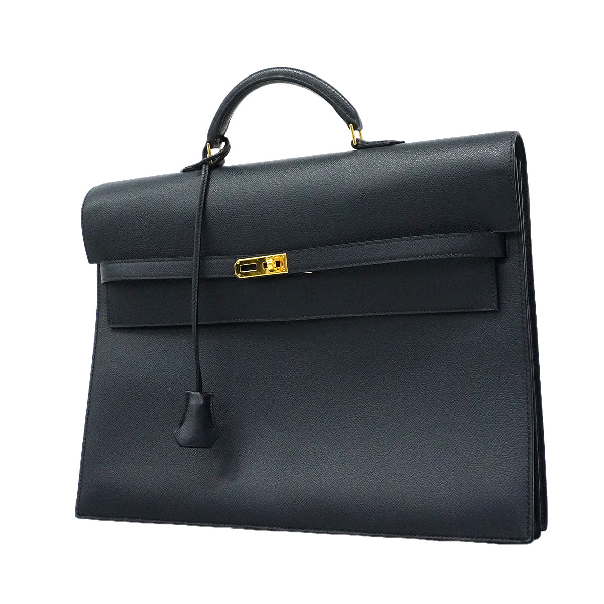 【6he5747】エルメス ブリーフケース ケリーデペッシュ ヴォーエプソン ブルーニュイ ゴールド金具 Y刻印【中古】メンズ