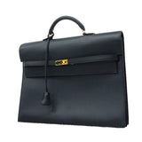 【6he5747】エルメス ブリーフケース ケリーデペッシュ ヴォーエプソン ブルーニュイ ゴールド金具 Y刻印【中古】メンズ