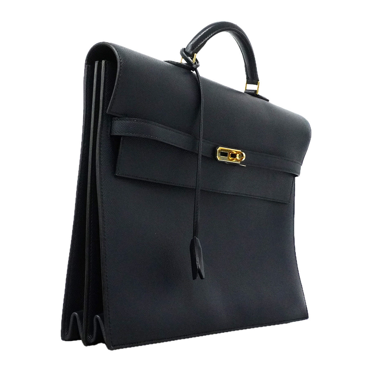 【6he5747】エルメス ブリーフケース ケリーデペッシュ ヴォーエプソン ブルーニュイ ゴールド金具 Y刻印【中古】メンズ
