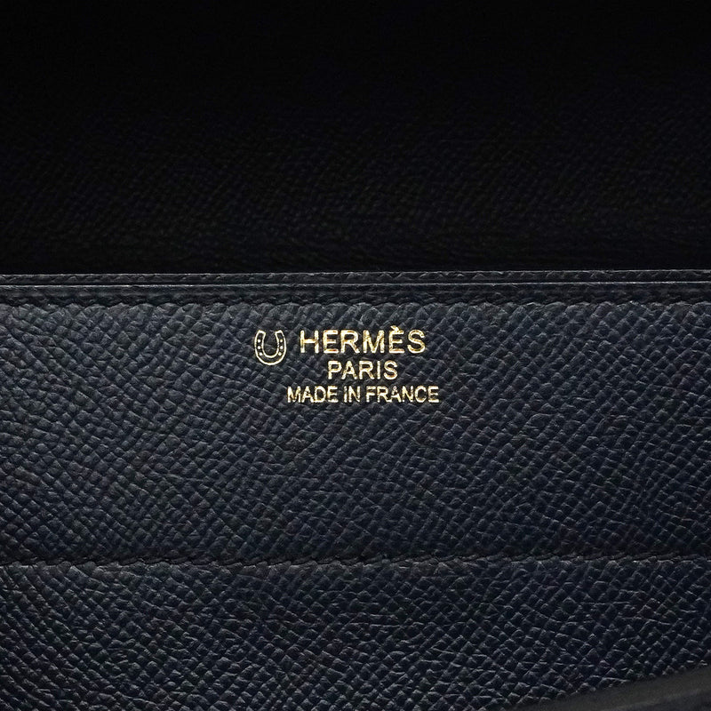【6he5747】エルメス ブリーフケース ケリーデペッシュ ヴォーエプソン ブルーニュイ ゴールド金具 Y刻印【中古】メンズ