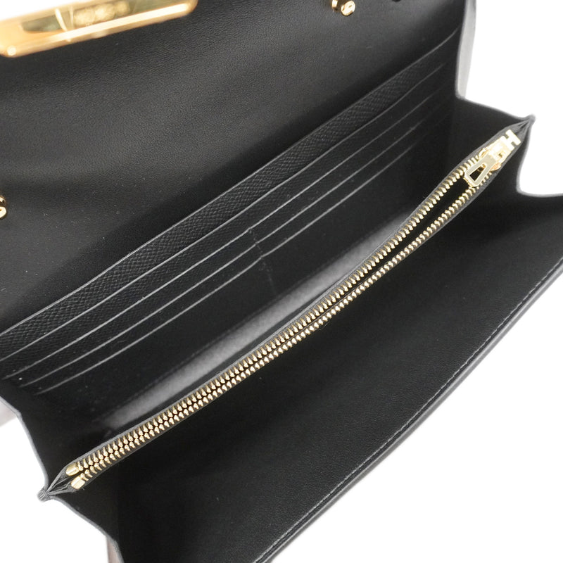 【6he5751】エルメス ショルダーウォレット コンスタンストゥーゴー ヴォーエプソン ブラック ゴールド金具 G刻印【中古】レディース