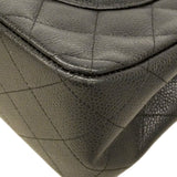 【6he5752】シャネル ショルダーバッグ デカマトラッセ Wフラップ Wチェーン キャビアスキン ブラック シルバー金具【中古】レディース