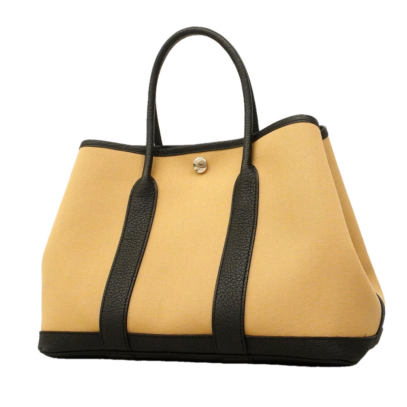 【6he5755】エルメス トートバッグ ガーデンパーティTPM トワルオフィシエ ブラック トレンチ シルバー金具 B刻印【中古】レディース