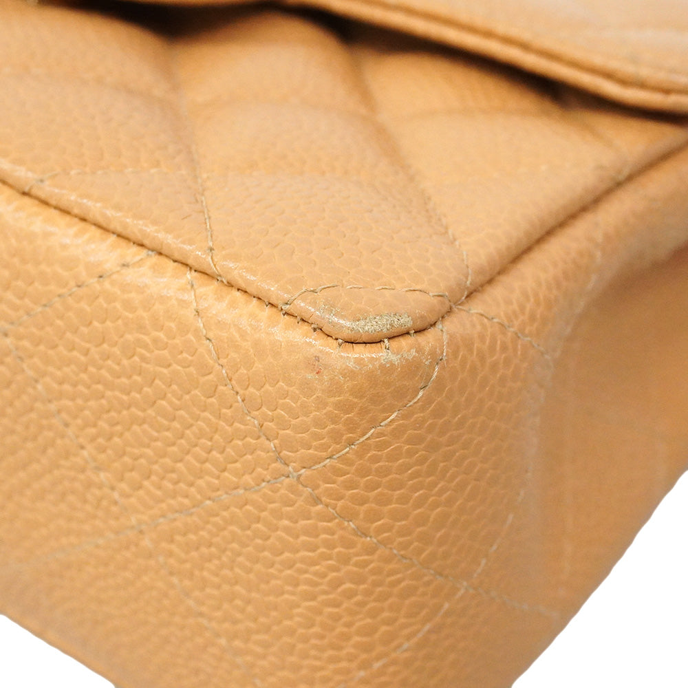 【6he5758】シャネル ショルダーバッグ ミニマトラッセ チェーンショルダー キャビアスキン ベージュ ゴールド金具【中古】レディース