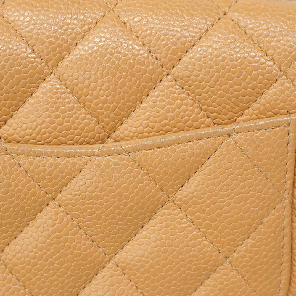 【6he5758】シャネル ショルダーバッグ ミニマトラッセ チェーンショルダー キャビアスキン ベージュ ゴールド金具【中古】レディース