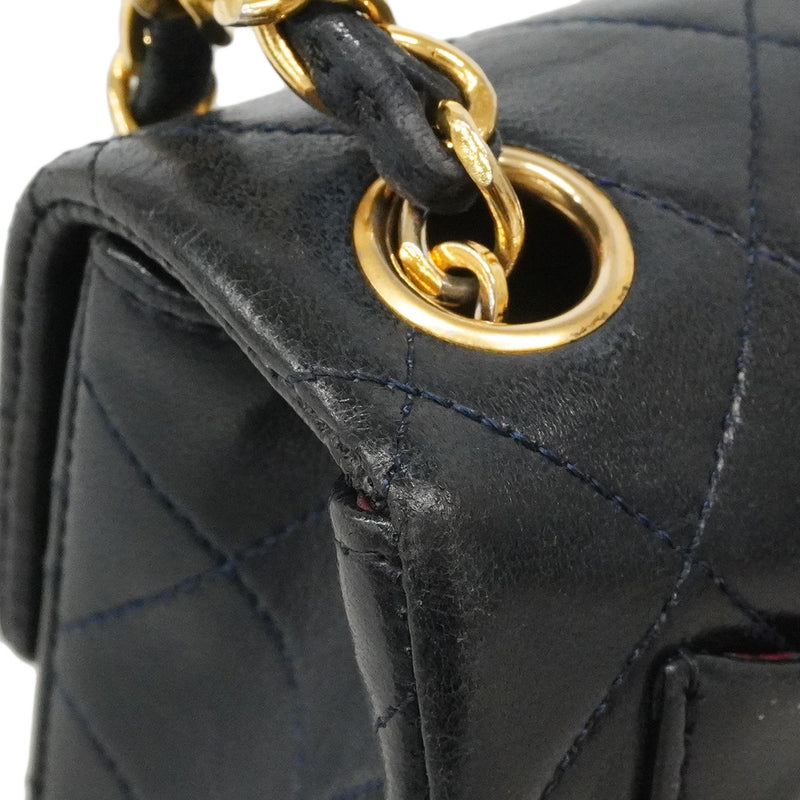 【6he5759】シャネル ショルダーバッグ ミニマトラッセ チェーンショルダー ラムスキン ブラック ゴールド金具【中古】レディース