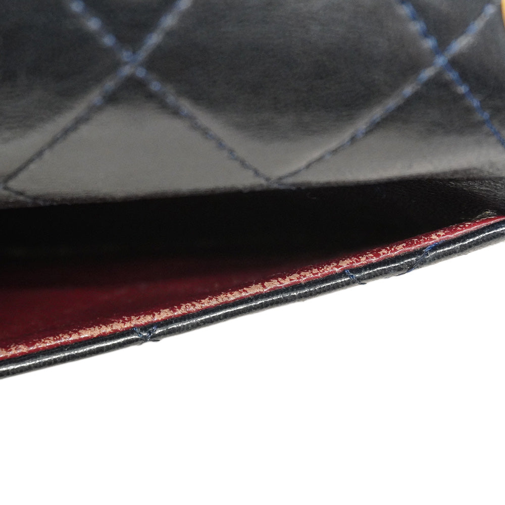 【6he5759】シャネル ショルダーバッグ ミニマトラッセ チェーンショルダー ラムスキン ブラック ゴールド金具【中古】レディース
